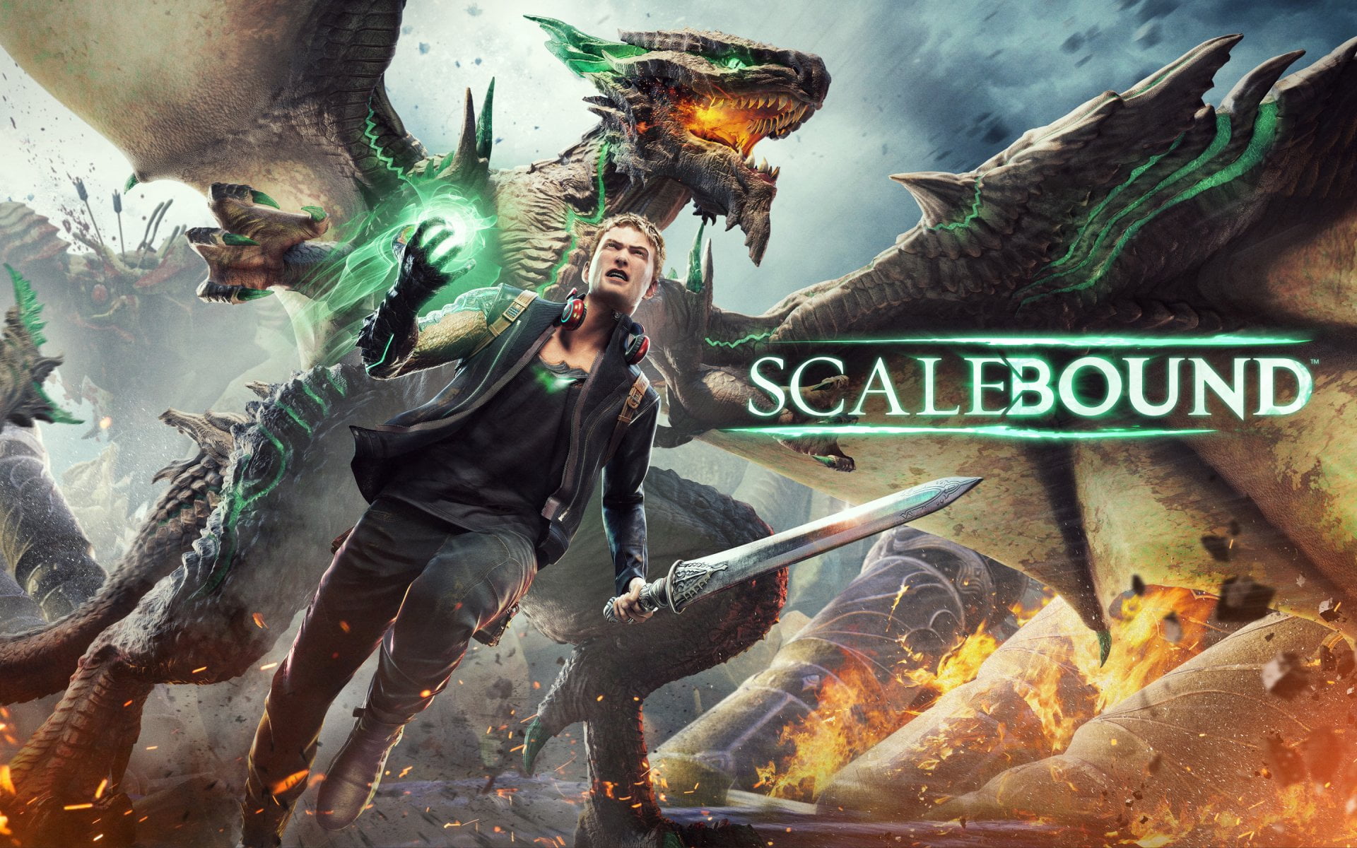 Scalebound Poster featuring the main character and dragon
