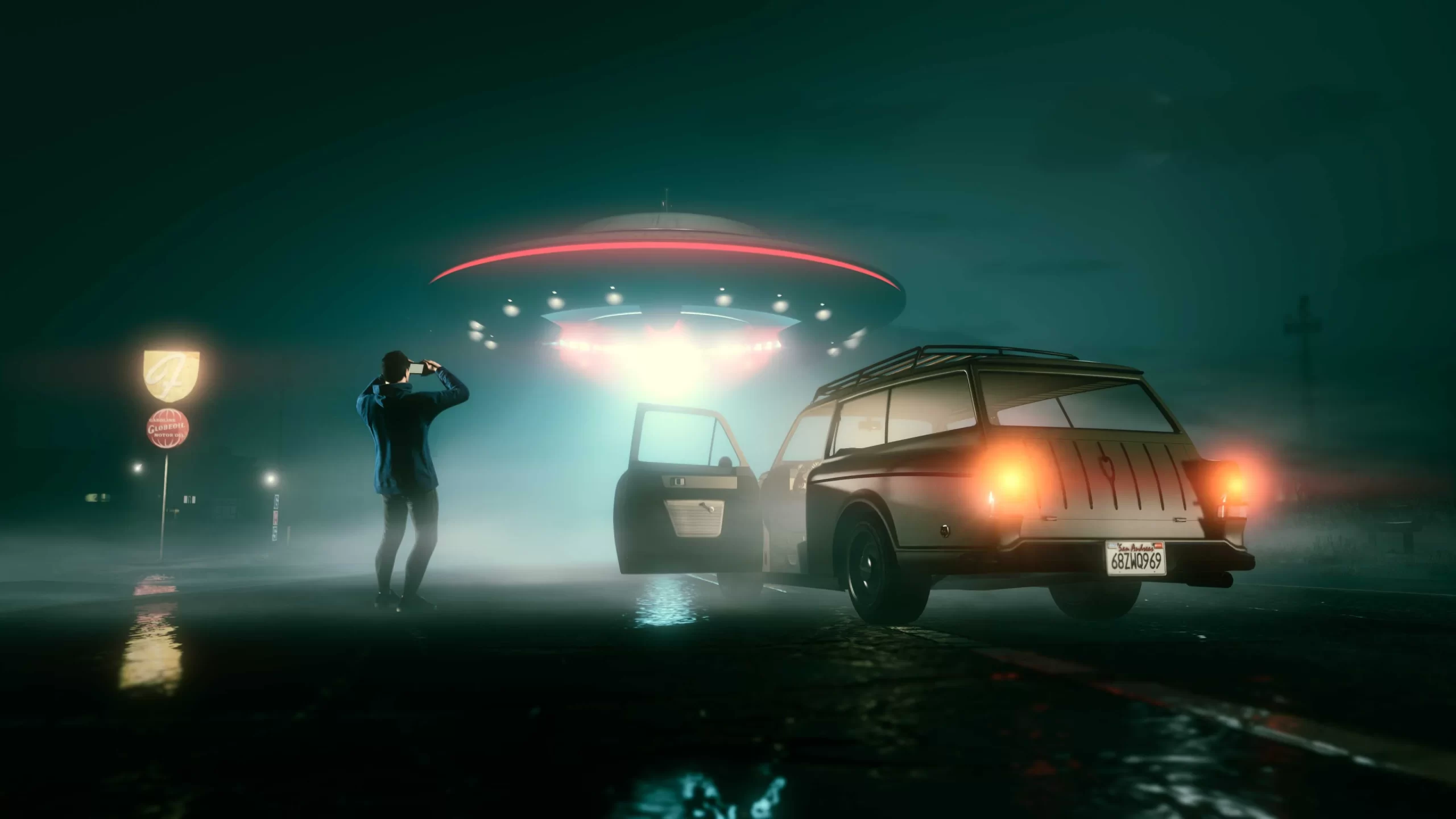 A screenshot of UFO sighting in GTA online